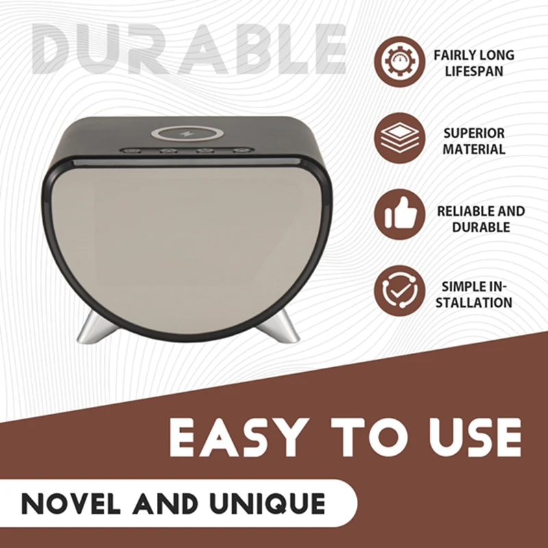 FEDI-นาฬิกาปลุกมัลติฟังก์ชั่น LED โทรศัพท์มือถือเครื่องชาร์จไร้สายสามในหนึ่งเดียวนาฬิกาอุณหภูมิเครื่องชาร์จไร้สาย