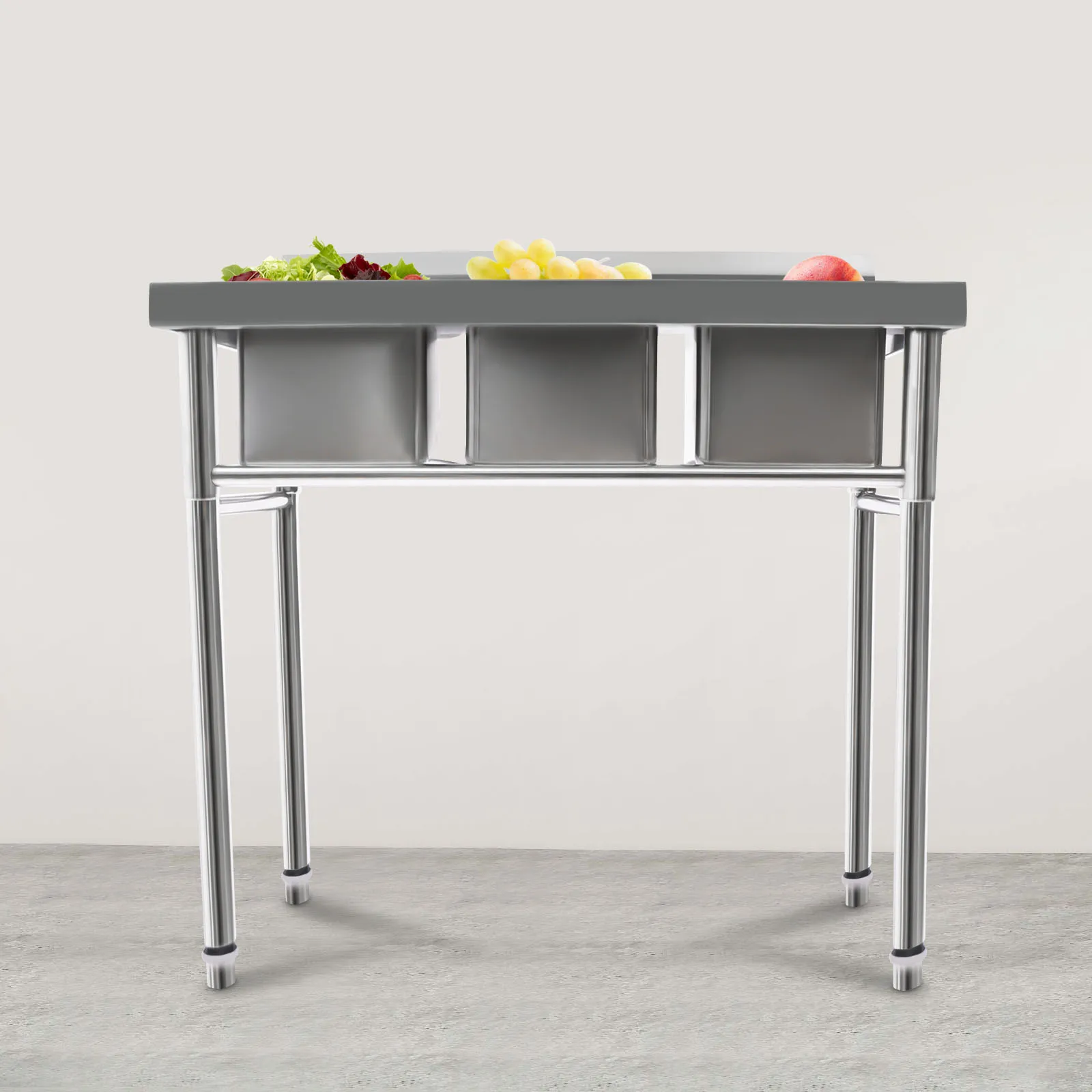 Универсальная раковина из нержавеющей стали 304 с 3 отделениями, ванна для стирки коммерческого класса, кулинарная раковина для наружного использования в помещении, гаража, ресторана