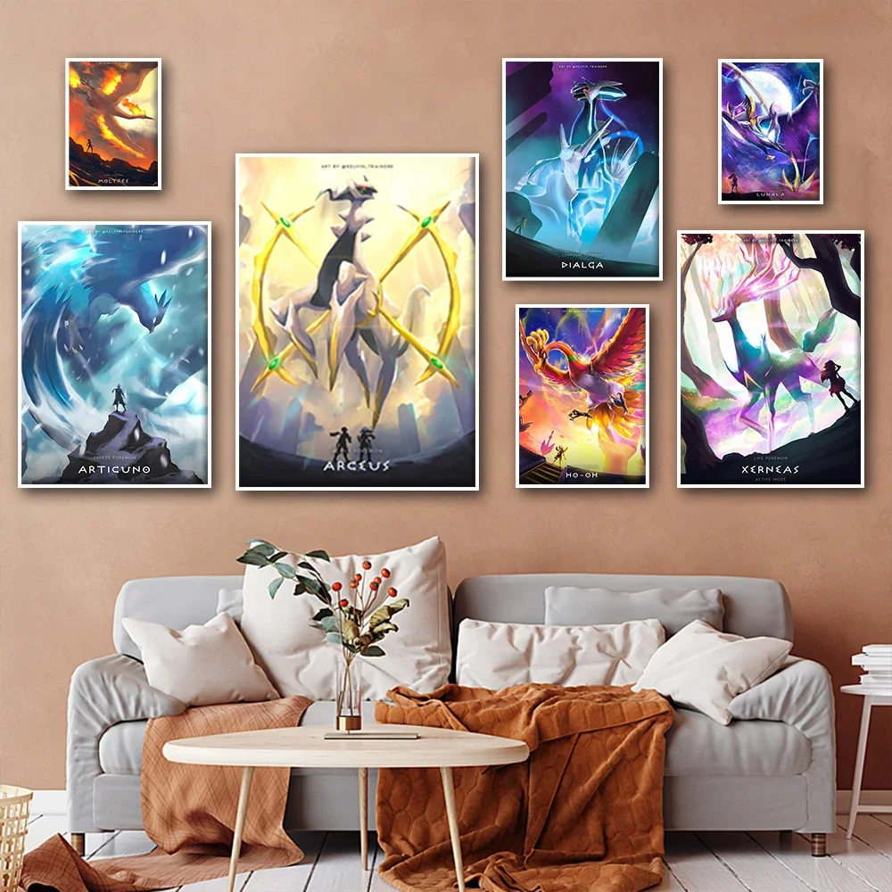 Póster de Pokémon legendario de Anime, carteles HD, pintura en lienzo, decoración para el hogar, habitación, Bar, cafetería, pintura artística de pared, imagen, regalos para festival