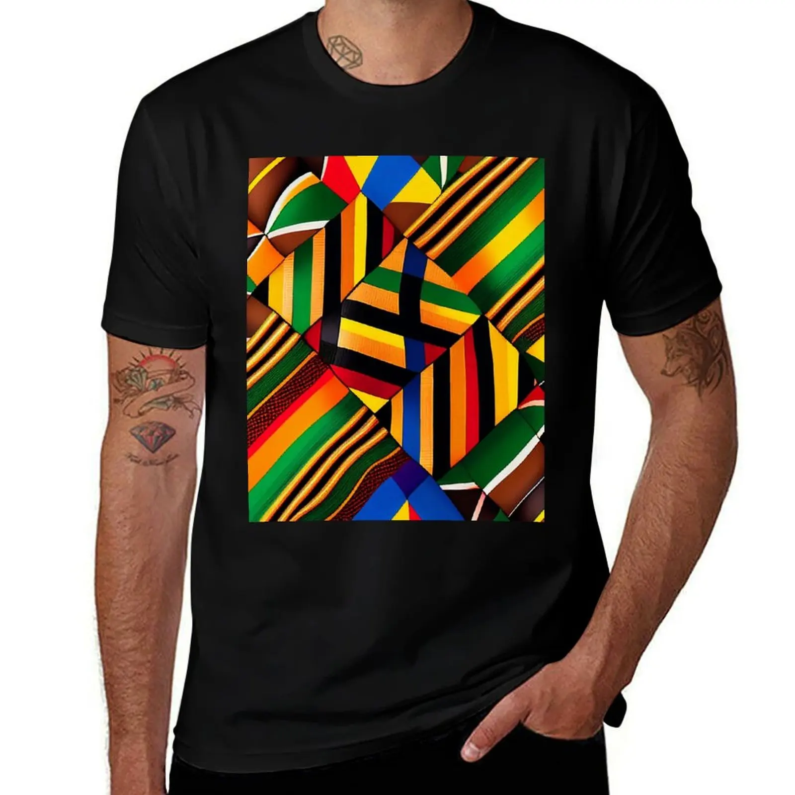 

African Loincloth Kente T-Shirt summer tops graphic t shirts oversized graphic tee Short sleeve tee oversized t shirts for men