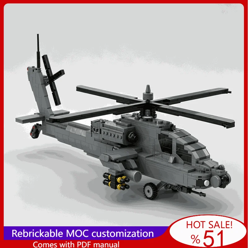 1170PCS AH 64 Apache Classic Multifunctional War Series Attack Helicopter Build Block DIY Assembly Collection Festival Gift Toy