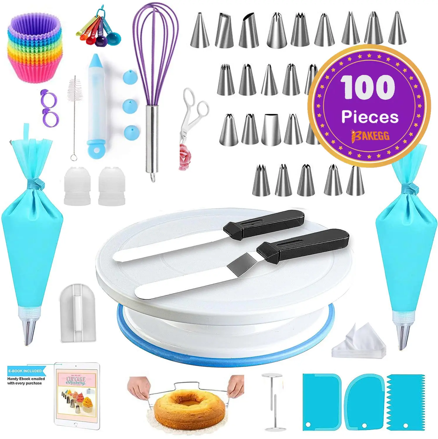 

Cake Decoration Set, Cake Carousel Rotating Wheel Beginner Baking Set, Russian Pipe Tip Set, Cake Baking Supplier