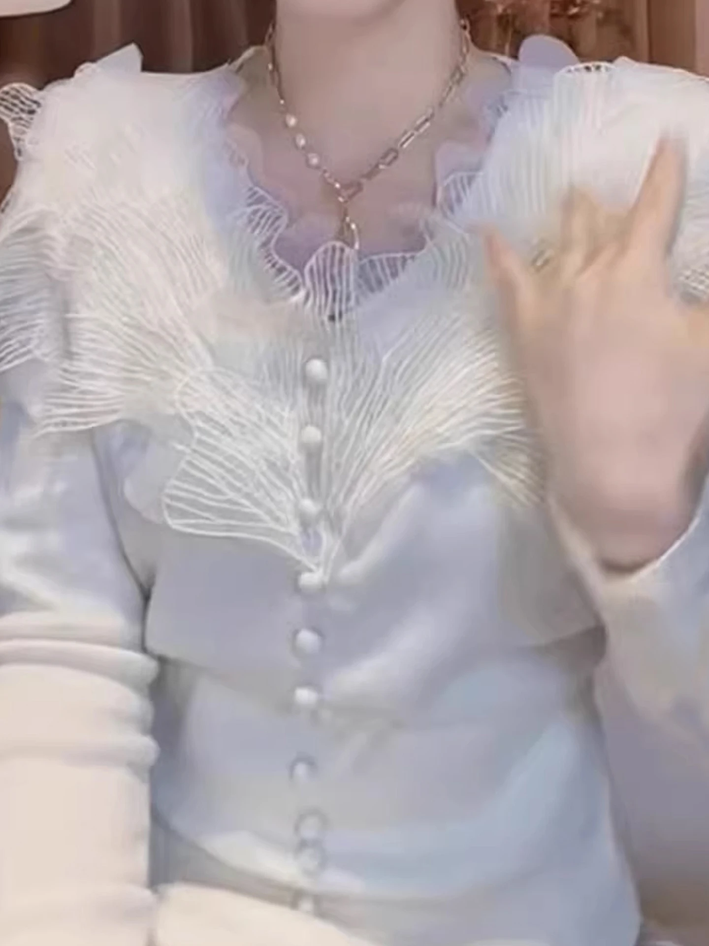 

Удобный шерстяной трикотаж V-Ne Long Sve Lace Splicing Design Универсальный модный Ele Sle Корейская версия Camere...