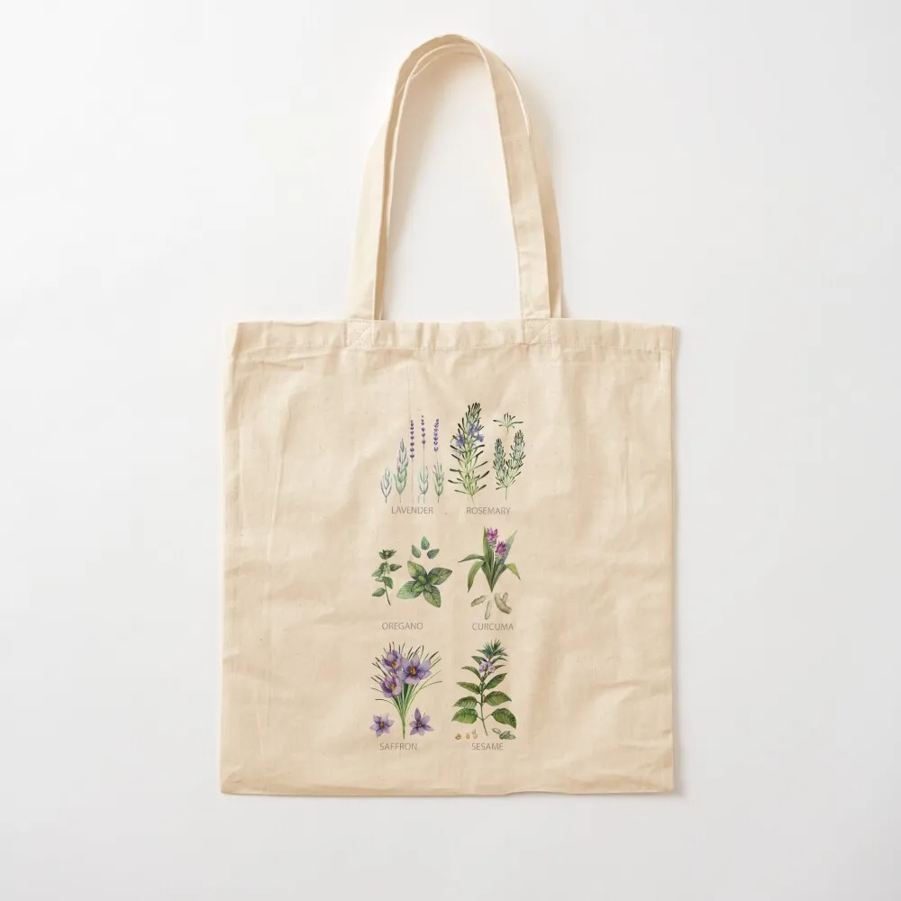 Watercolor botanical collection of herbs and spices Tote Bag Gift bag Cloth bag