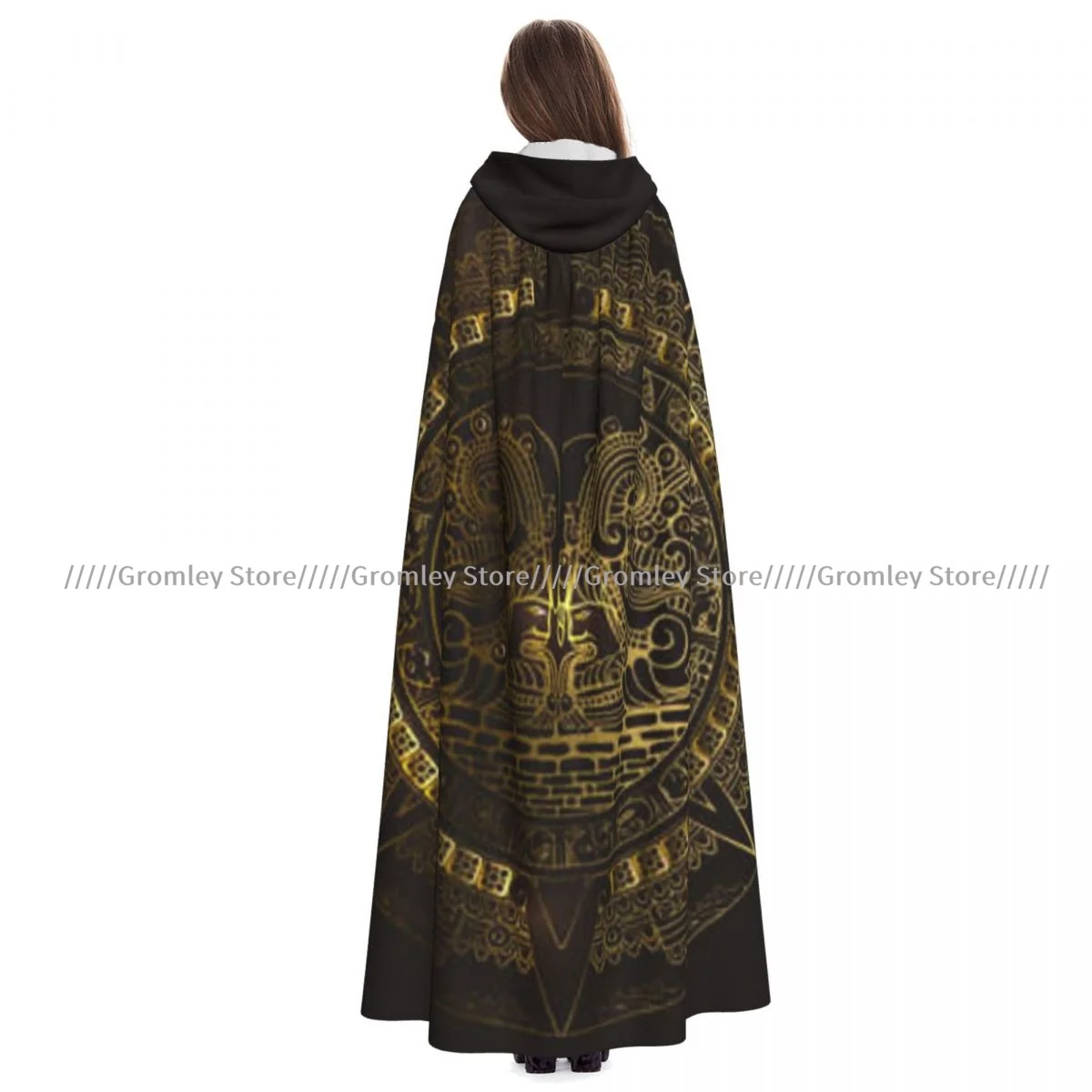 Maya Calendar Aztec Witch Cloak Halloween Cosplay Costume Adult Unisex Cloak Retro Ages Cape