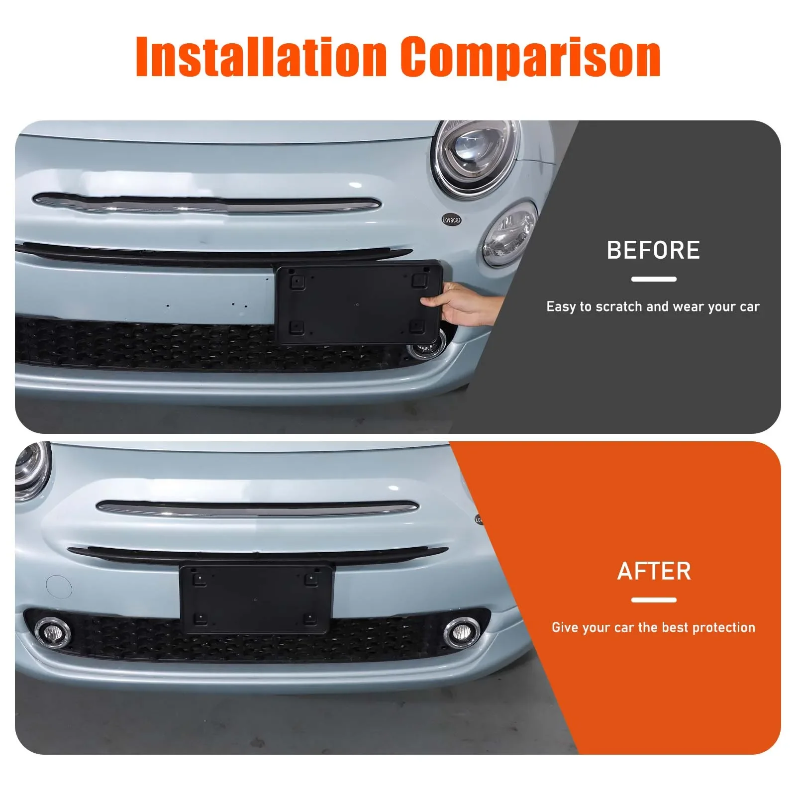 

For 2016-2025 Fiat 500 Front Bumper License Plate Frame Holder Mount Bracket ABS Accessories