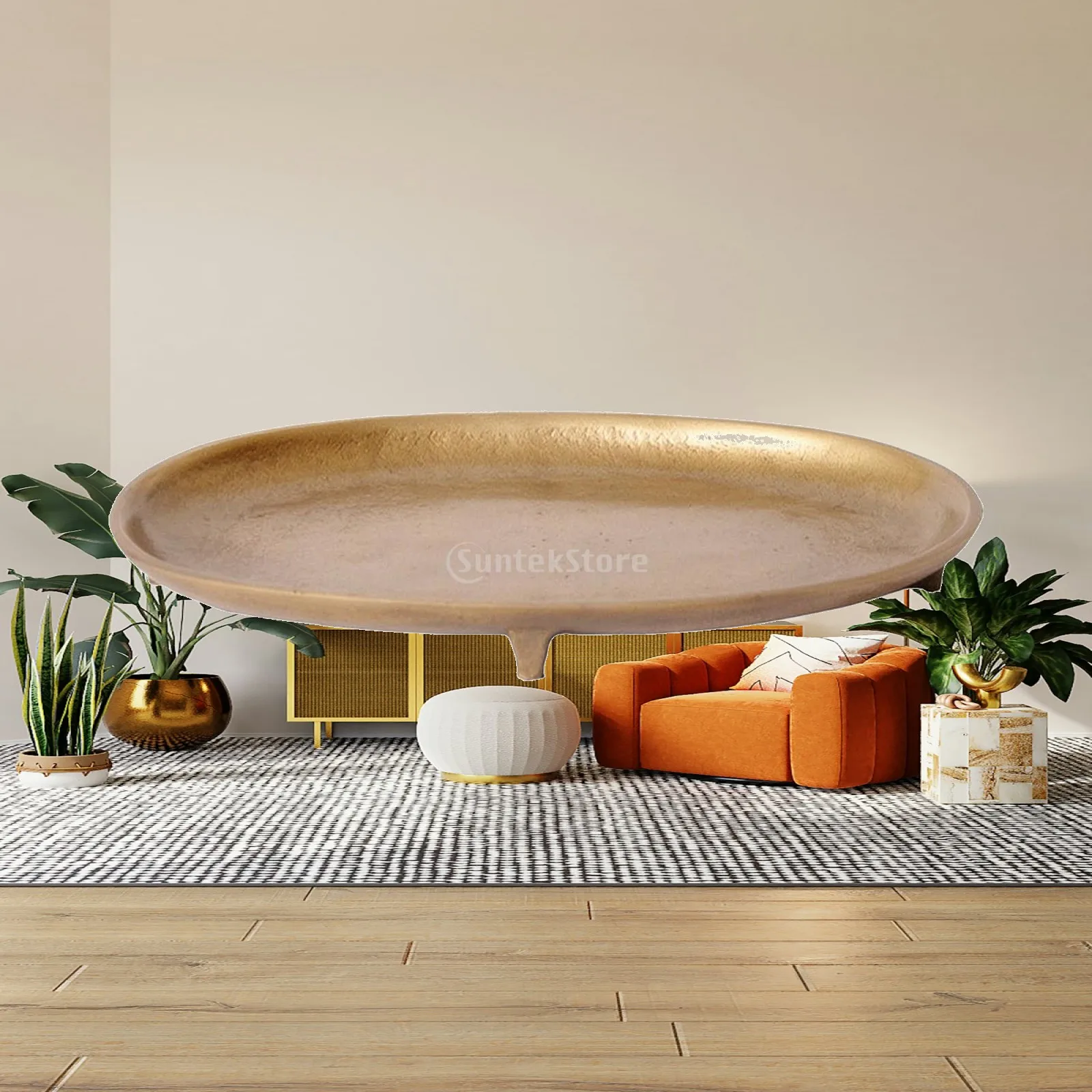 Warm Metallic Gold Oval Tray for Bedside Organizer Display Decorative Accessory Holder