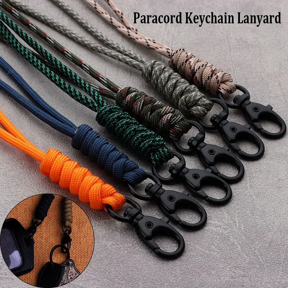 10 Styles High Strength Self-Defense Paracord Keychain Parachute Cord Lanyard Rotatable Buckle Key Ring