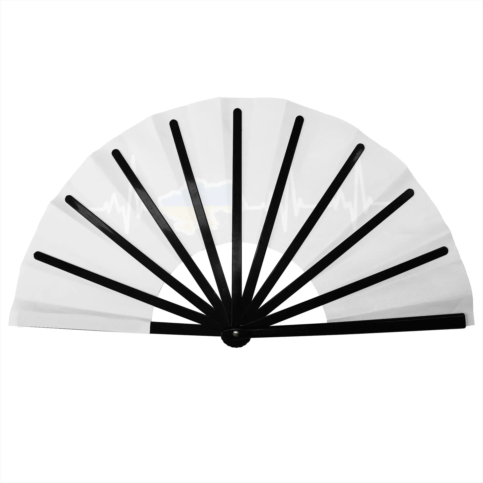 Flag Of Ukraine Stylish Hand Fan Men Ukrainian Heart Printed Polyester Fan Trendy Costume Prop Folding Fans For Sports Events