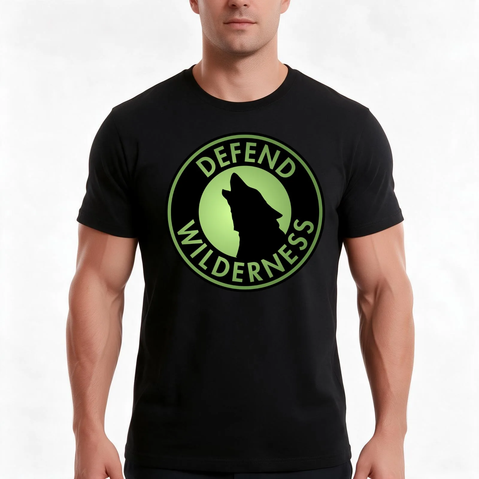 Defend Wilderness T-Shirt, Summer Casual Cotton Tee, Oversized Streetwear Tops, Vintage Graphic Print, Loose Fit Short Sleeve