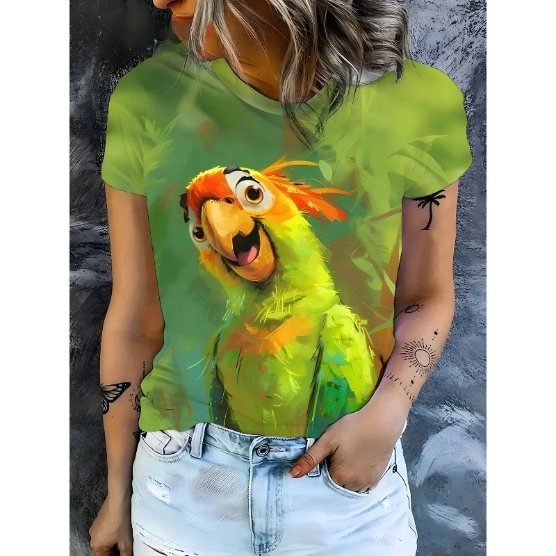 

Women's T-shirt Casual Elegant Playful Round Neck Cute Cat and Flower Fence 3D Printed Short Sleeved Fashionable Versatile Top