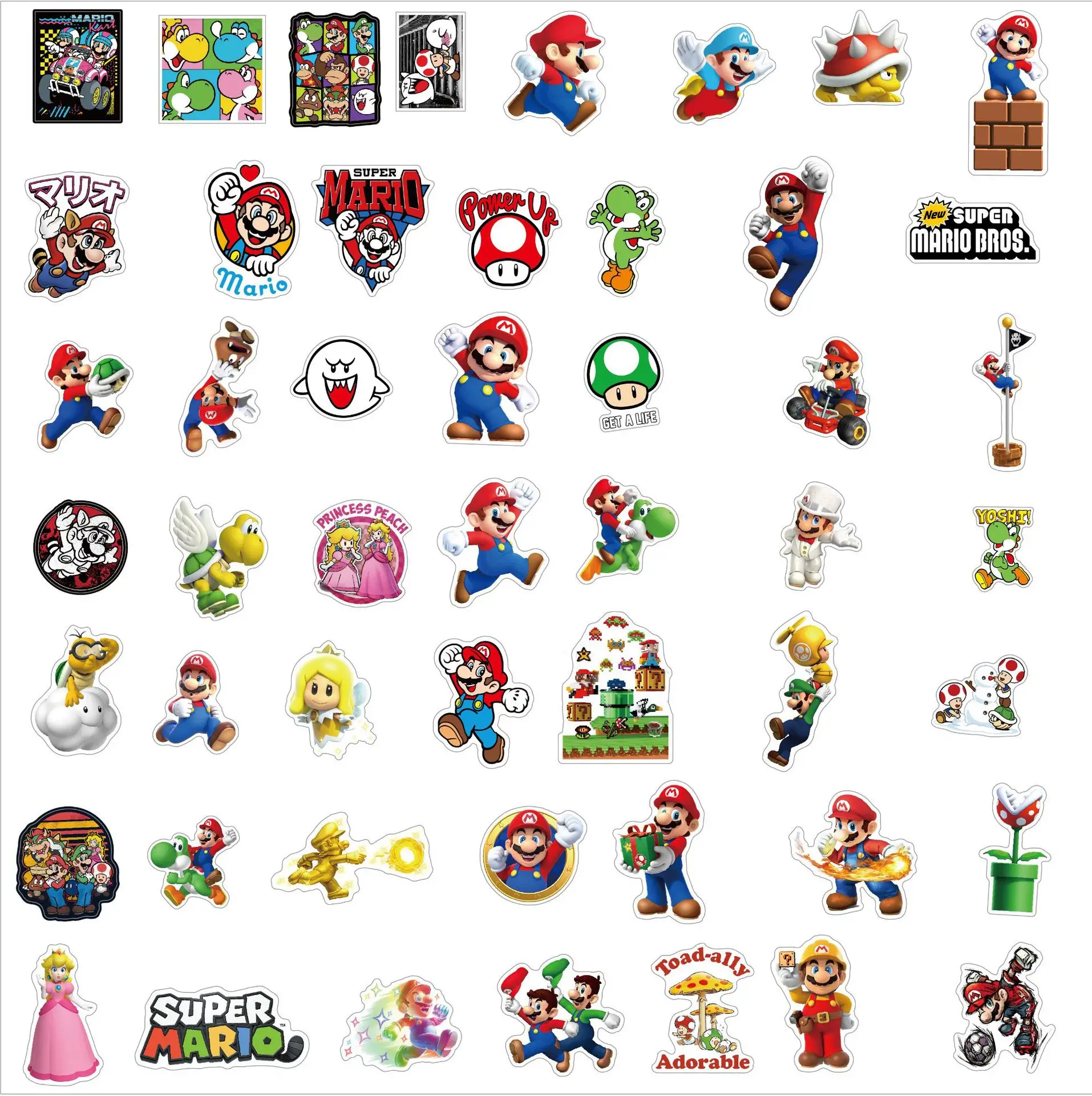 50Pcs Cartoon Super Mario Game Stickers for Laptop Skateboard Guitar Notebook Suitcase Waterproof Sticker Decal Kid Toy