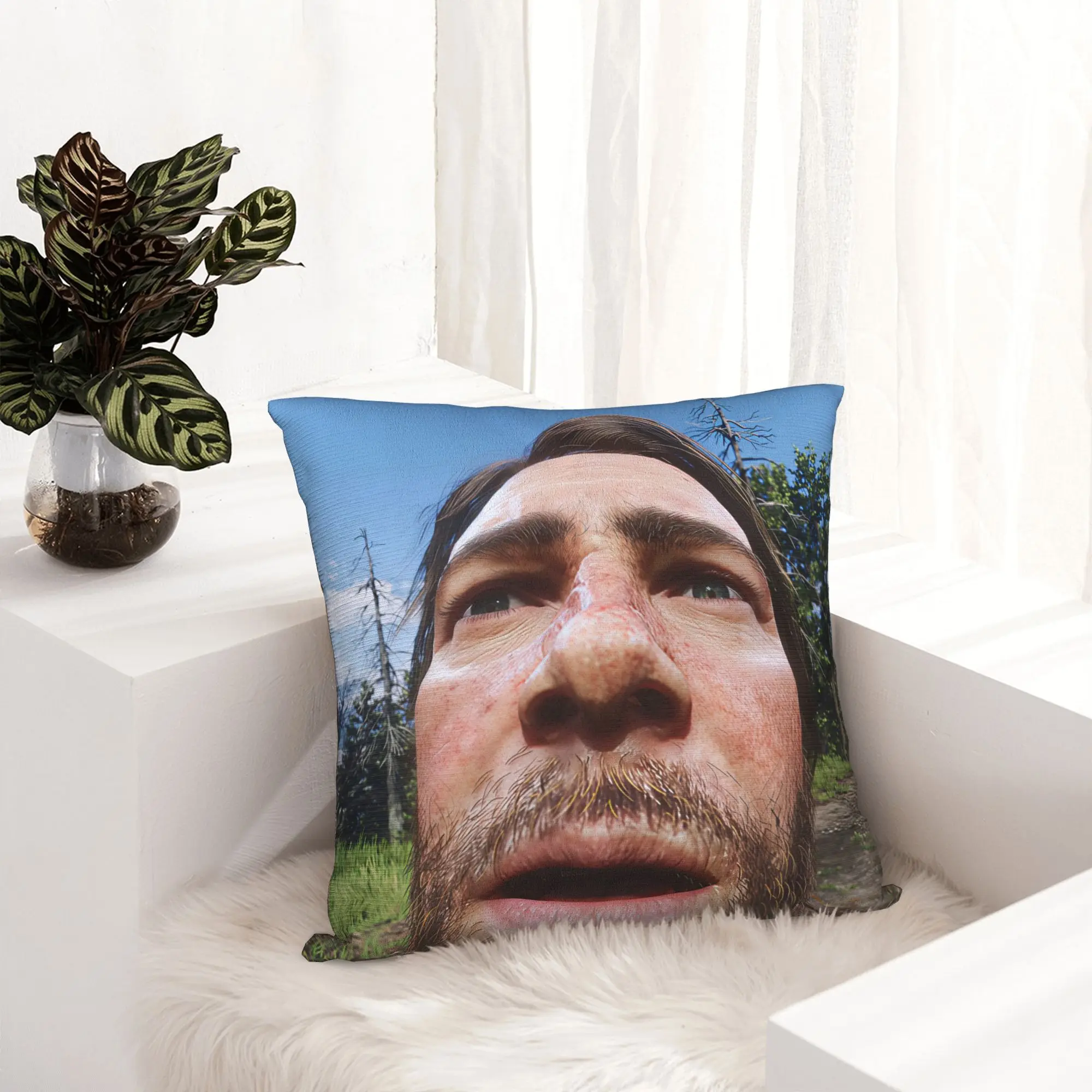 Arthur Morgan Funny Cushion Cover 40x40cm Selfie Velvet Nordic Pillow Decor Home