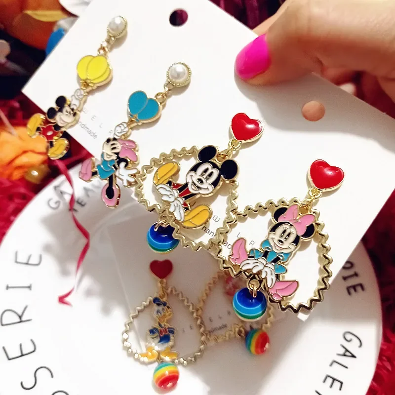 Disney Mickey Mouse Drop Earrings 2022 Korean Fashion  Creative Cute Princess Stud Earrings Jewelry Women\'s Party Birthday Gifts