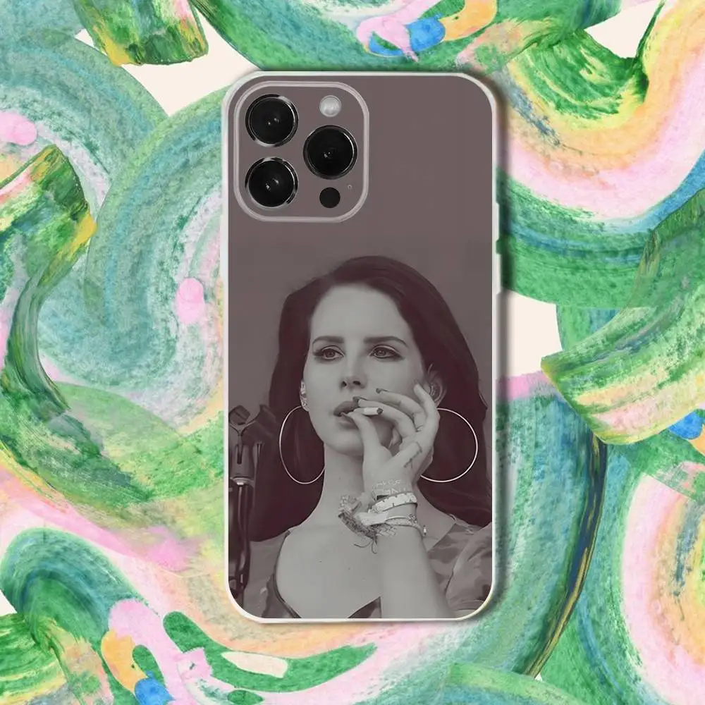 حافظة هاتف Singer L-Lana Del R-Rey لهاتف iPhone 16,15,14,13,12,11 Plus,Pro,Max,XR,XS,Plus,E,SE4,Mini غطاء شفاف