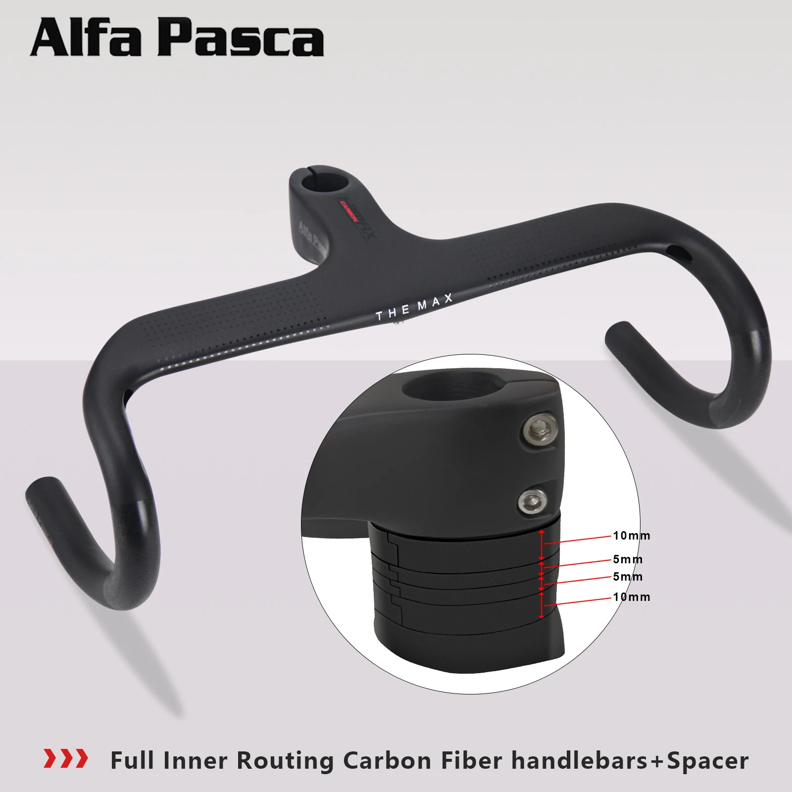 

Carbon Bicycle Handlebar,1-1/8" Integrated Road Bike Handlebar,Full Inner Routing With Stem Spacer,Road Bicycle Drop Handle Bars