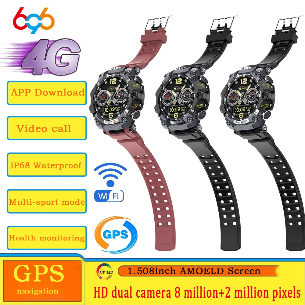 2025 ساعة ذكية 4G مكالمة فيديو مقاوم للماء 800 واط + 200 واط كاميرا مزدوجة AMOLED نظام تحديد المواقع واي فاي الرياضة APP تحميل Smartwatch بطاقة SIM الساعات