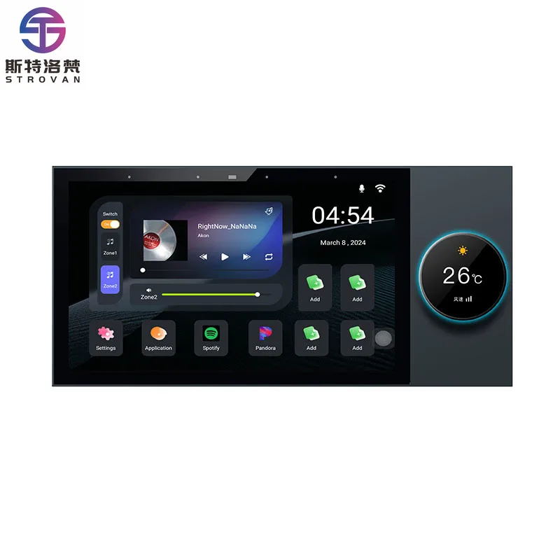 

7 Inch Android 11 2 Zones 8speaker Outputs Amplificador Zigbee Gateway Smart Control Panel Wall Amplifier