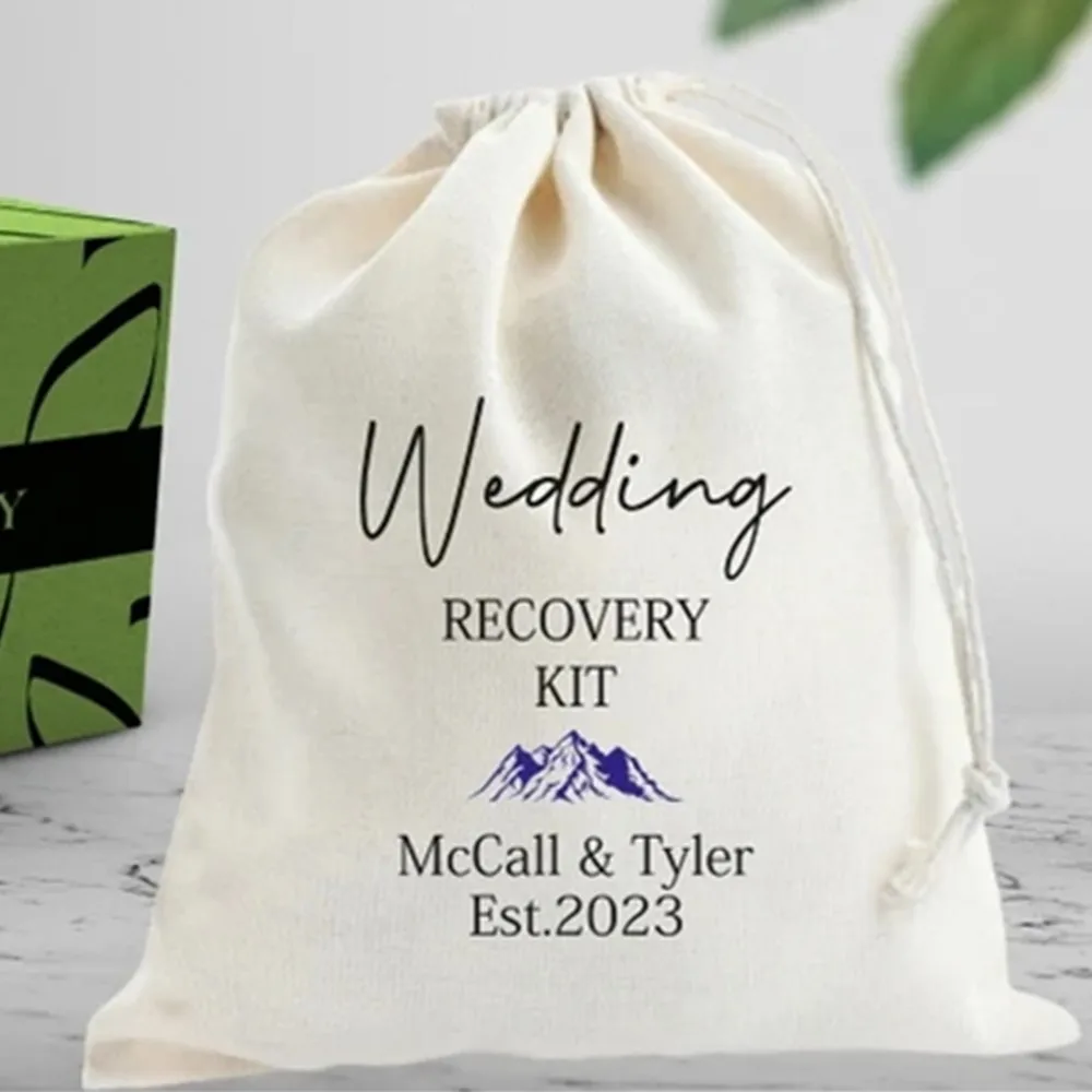 25pcs Custom Wedding bags, Guest Favor Bags, Personalized Hangover Kit, Canvas Bags, Wedding Recovery Kit, Wedding Survival Kit