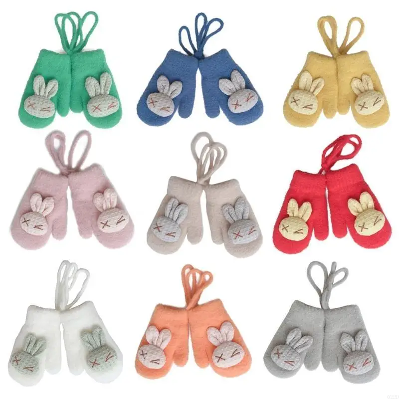 

Q22D 1 Пара малышей сгущают плюшевые теплые перчатки для полного пальца, детские мультфильм зимняя рукавица