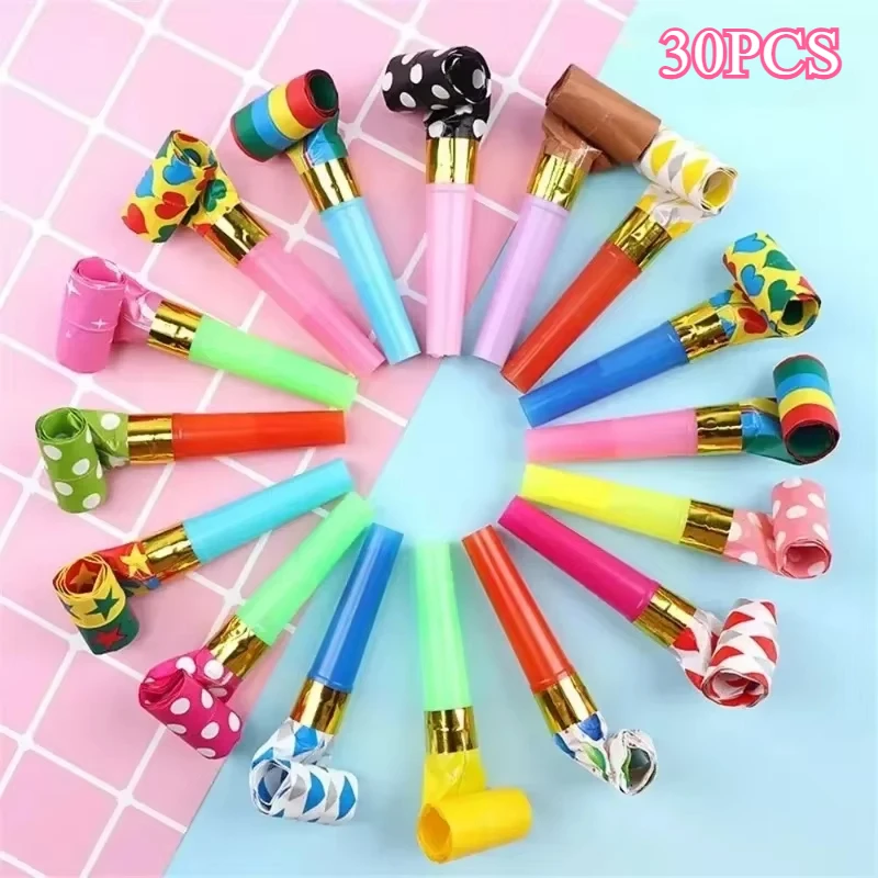 

10/30PCS Colorful Funny Toy Children Blowing Dragon Whistle Blow Roll Game Birthday Gift Toy Festive Party Favor Supplies Toy