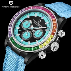 PAGANI DESIGN New Fashion Brand Silicone Men's Automatic Watches Rainbow Bezel Sport Watch For Men Chronograph Reloj Hombre 1732