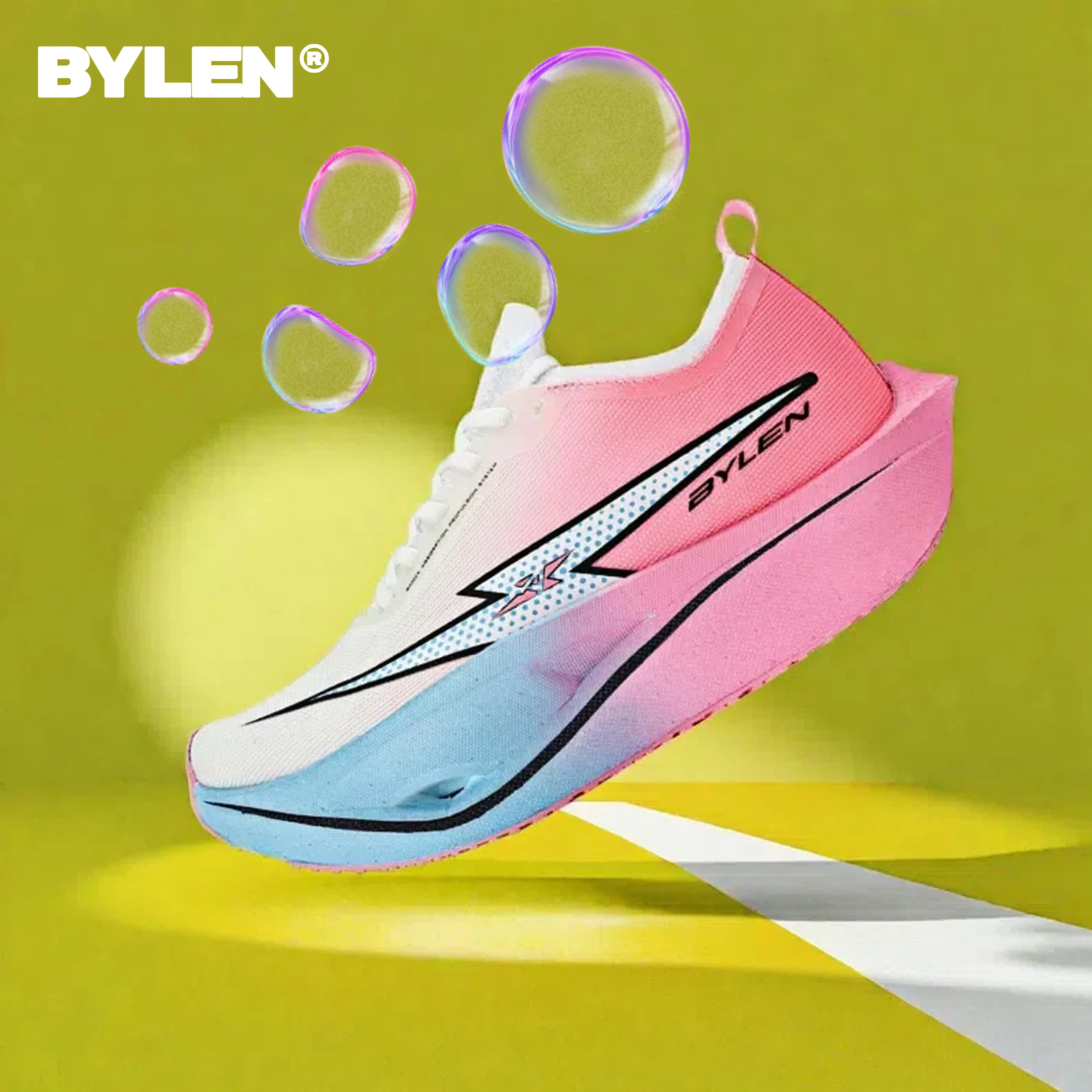 BYLEN Road Carbon Plate Running Shoes for Men Summer Breathable Mesh Men's Sneakers Outdoor Training Sport Jogging Shoes