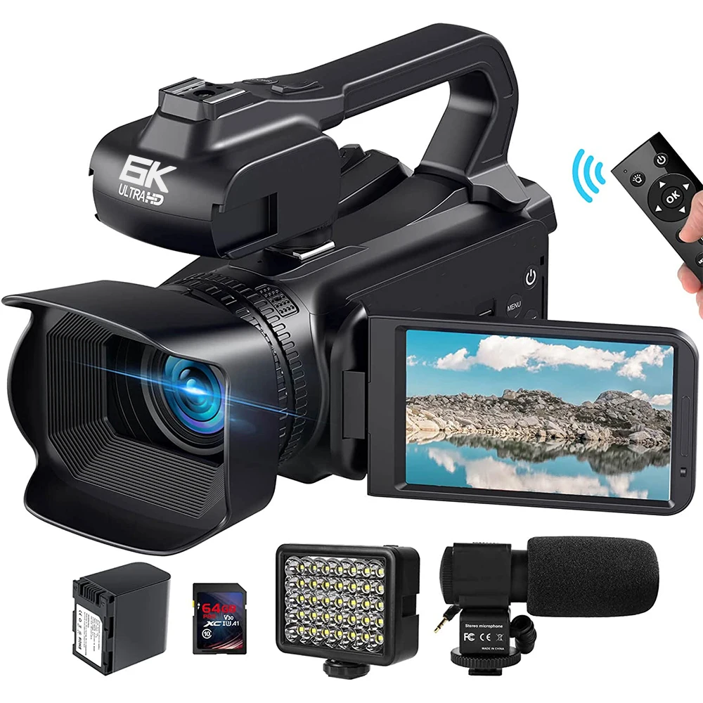 

6K 64MP Professional Video Camera Camcorder for Photography 18X Digital Zoom Camcorder WIFI YouTube Live Streaming Vlog Recorder