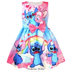 Lilo And Stitch Dress Girl Clothes New Summer Princess Dresses Sleeveless Vest Bow Dress Party Baby Dresses for Children Clothes