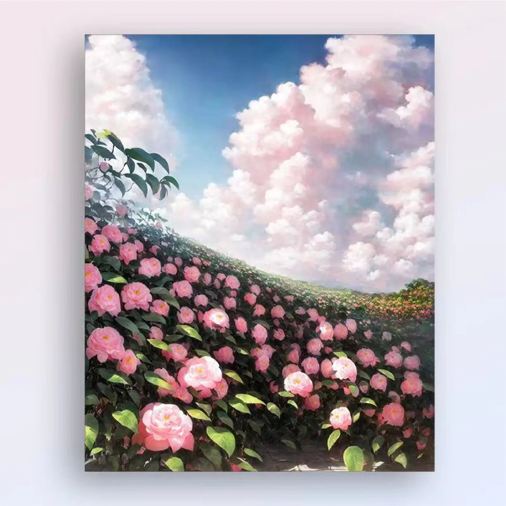 Popular ZHUOHAO ZH-65 Traditional Digital Oil Painting DIY Hand-painted Color Filling Camellia Plant Floral Rectangle Adjustable