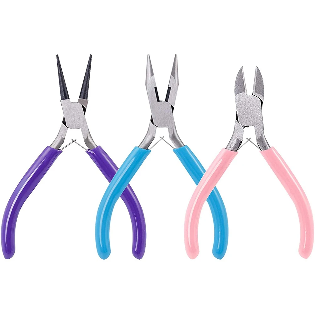 Jewelry Pliers Set, 3 Pack Jewelry Making Tools Kit Round Nose Pliers,Needle Nose Pliers,Wire Cutters for Jewelry Making