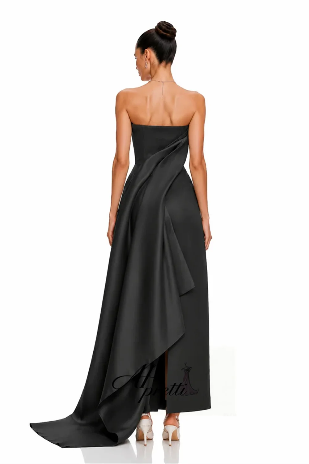 AP pretti Classic Black Mermaid Formal Prom Gown Strapless Satin Wedding Party Dress Customized Evening Gown Dress ﻿2026
