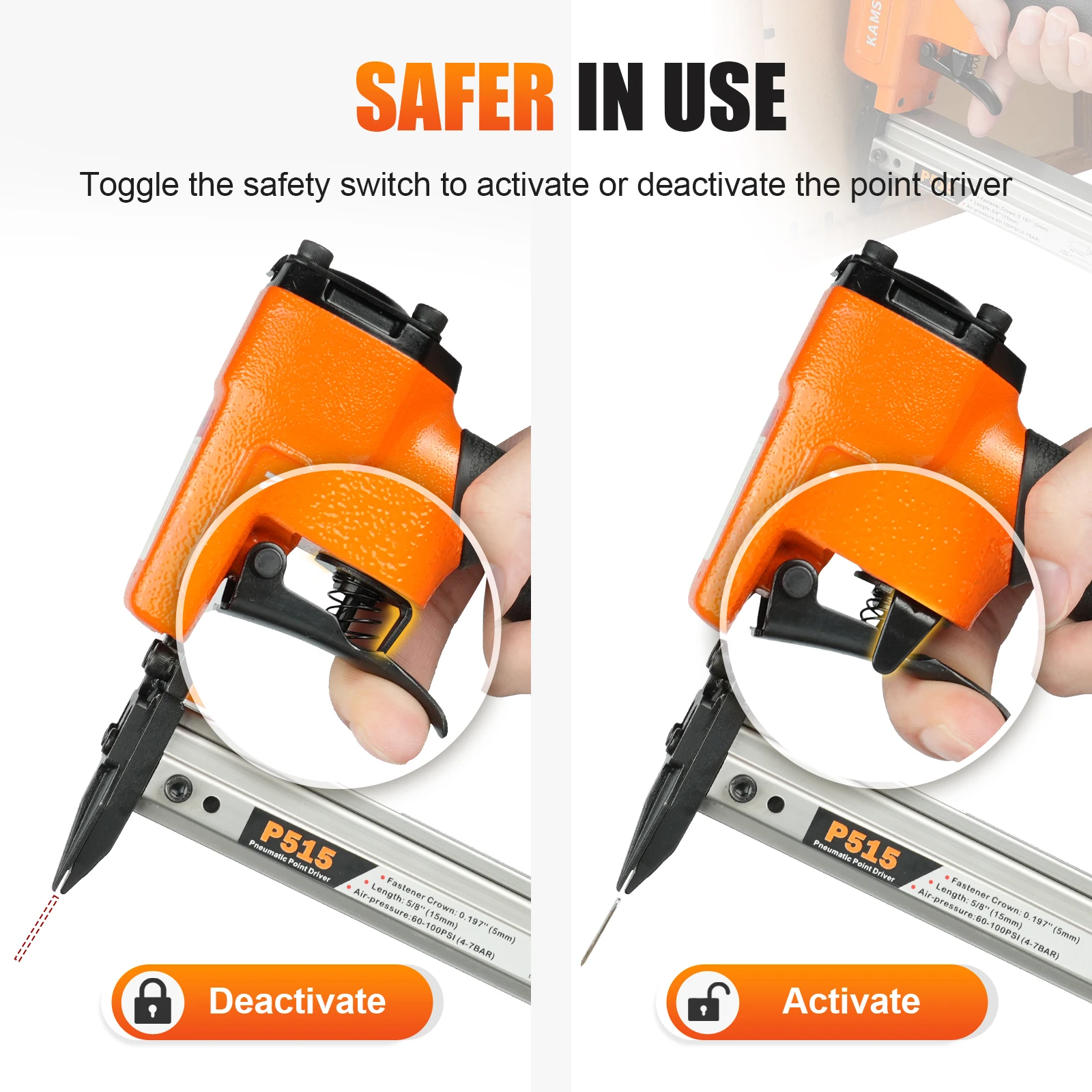 

KAMSIN P515 Pneumatische Fotolijst Pin Gun Flexibele Punten Air Nietmachine Nail Gun