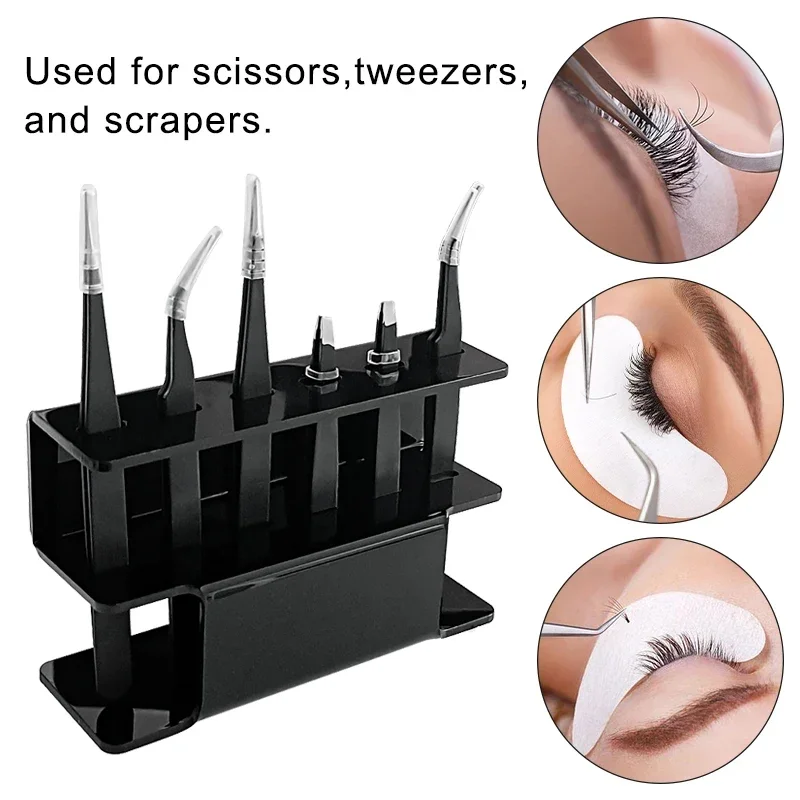 Support de rangement pour pinces à épiler en acrylique, 6 trous, étagère pour extension de cils, outil de maquillage pour tatouage