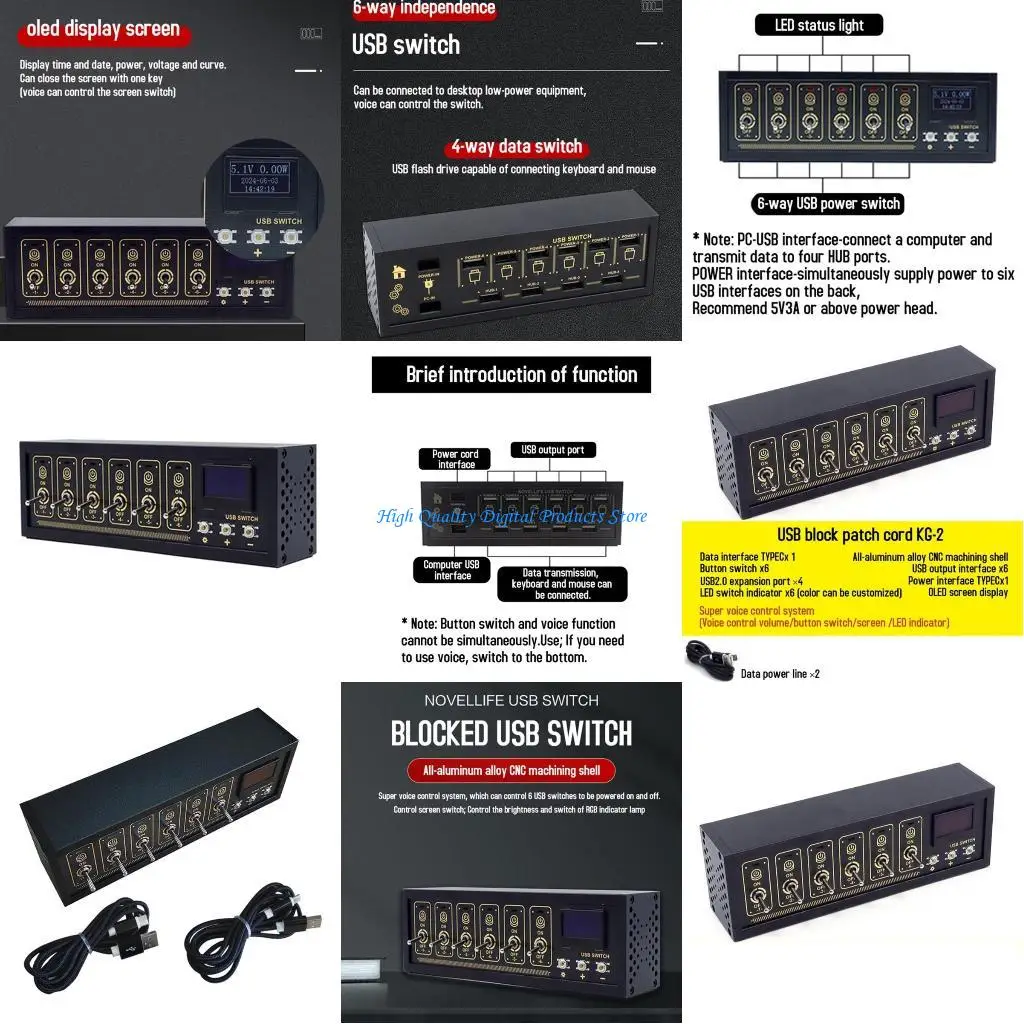 

U2JE USB Hub 6 in 1 USB Networking HUB with Data Transmission Power Adapter Extension