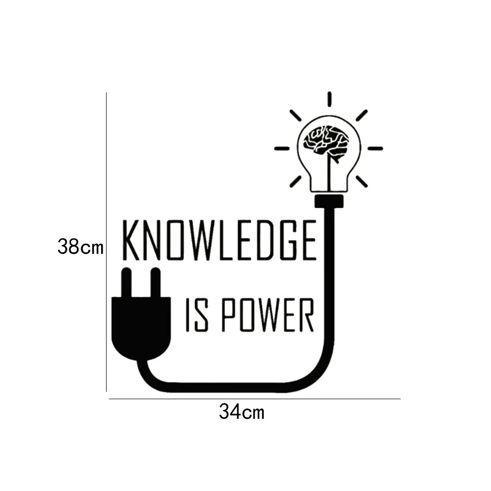 Book Room Wall Decal Knowledge Is Power Motivational Phrase Brain Pattern Vinyl Wall Stickers Home Decor Classroom School