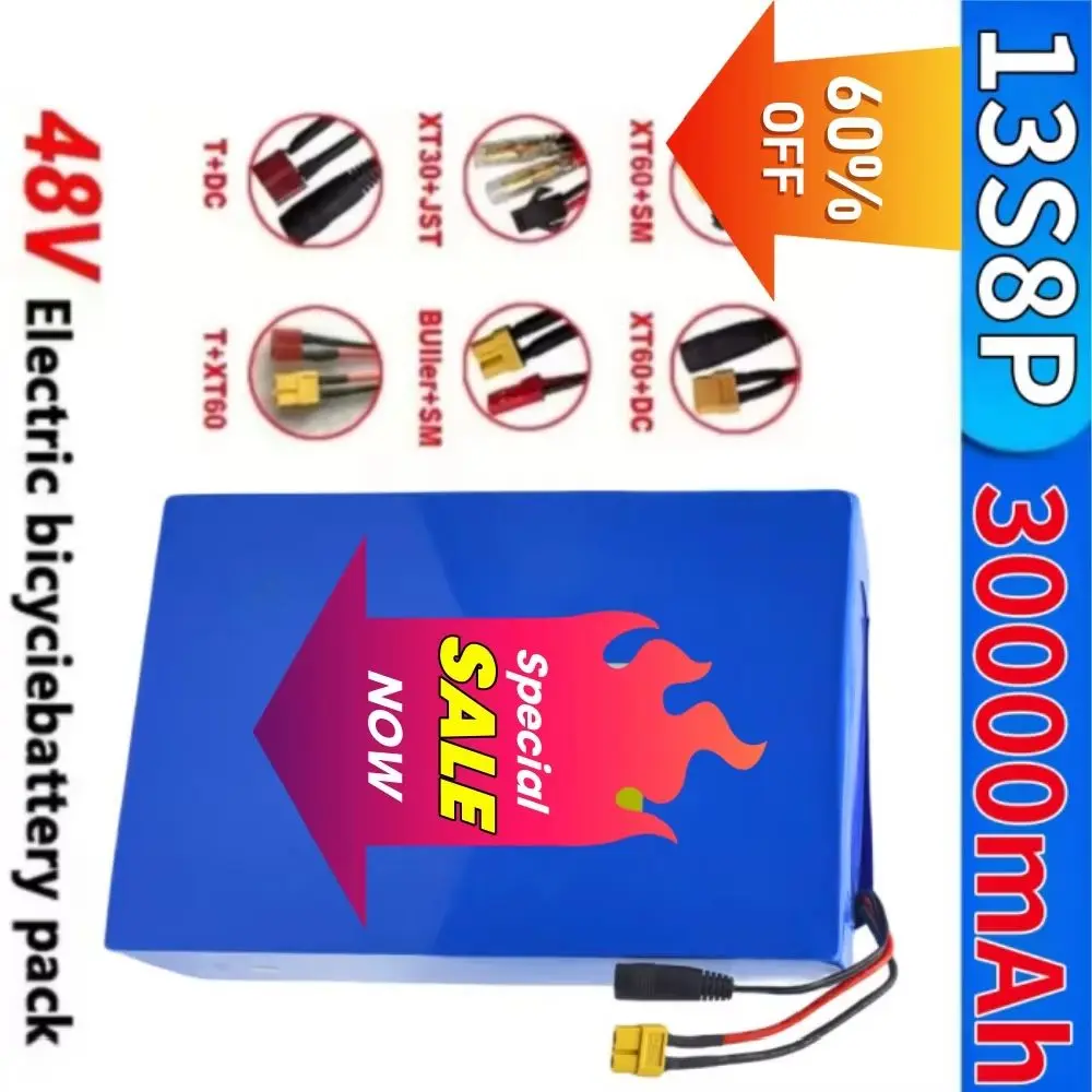Original 48V 30Ah Lithium Battery Pack for Citycoco Motorized Scooter 30000mAh 2000W with Built-in 50A BMS High Capacity 13S8P
