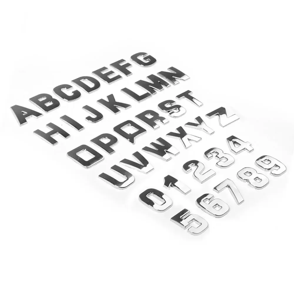 25mm 3D Car Stickers Metal Alphabet Silver Black Badge Chrome Letters Numbers Logo Car Stickers Automobiles Accessories Stickers