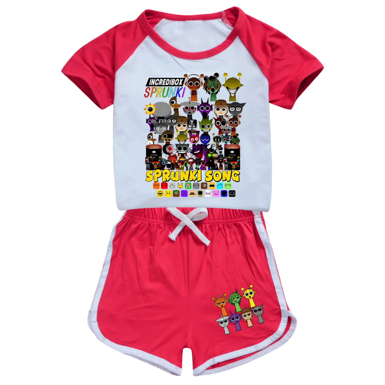 

Hot Game Sprunki Clothes Kids Cartoon Sprunky Pajamas Baby Girls Short Sleeve Tops and Shorts 2pcs Sets Children Summer Pijamas