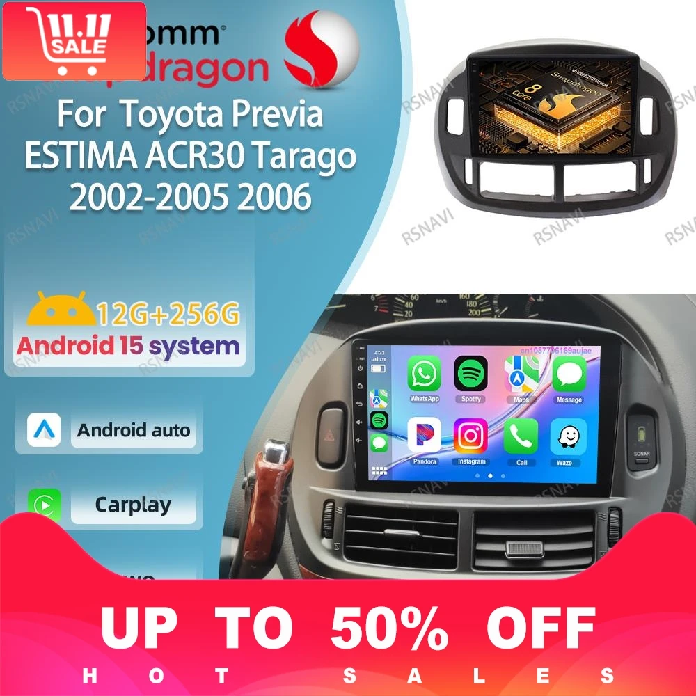 أندرويد 15 راديو السيارة لتويوتا بريفيا ESTIMA ACR30 Tarago 2002-2004 2005 2006 LHD مرسيدس W203 صندوق الأدوات أوبل أسترا H H4 Led #1