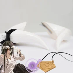 Anime Overlord Albedo Cosplay Horns with Bowknot Hair Clip Headwear Necklace Cosplay Prop Accessories Halloween Party Carnival