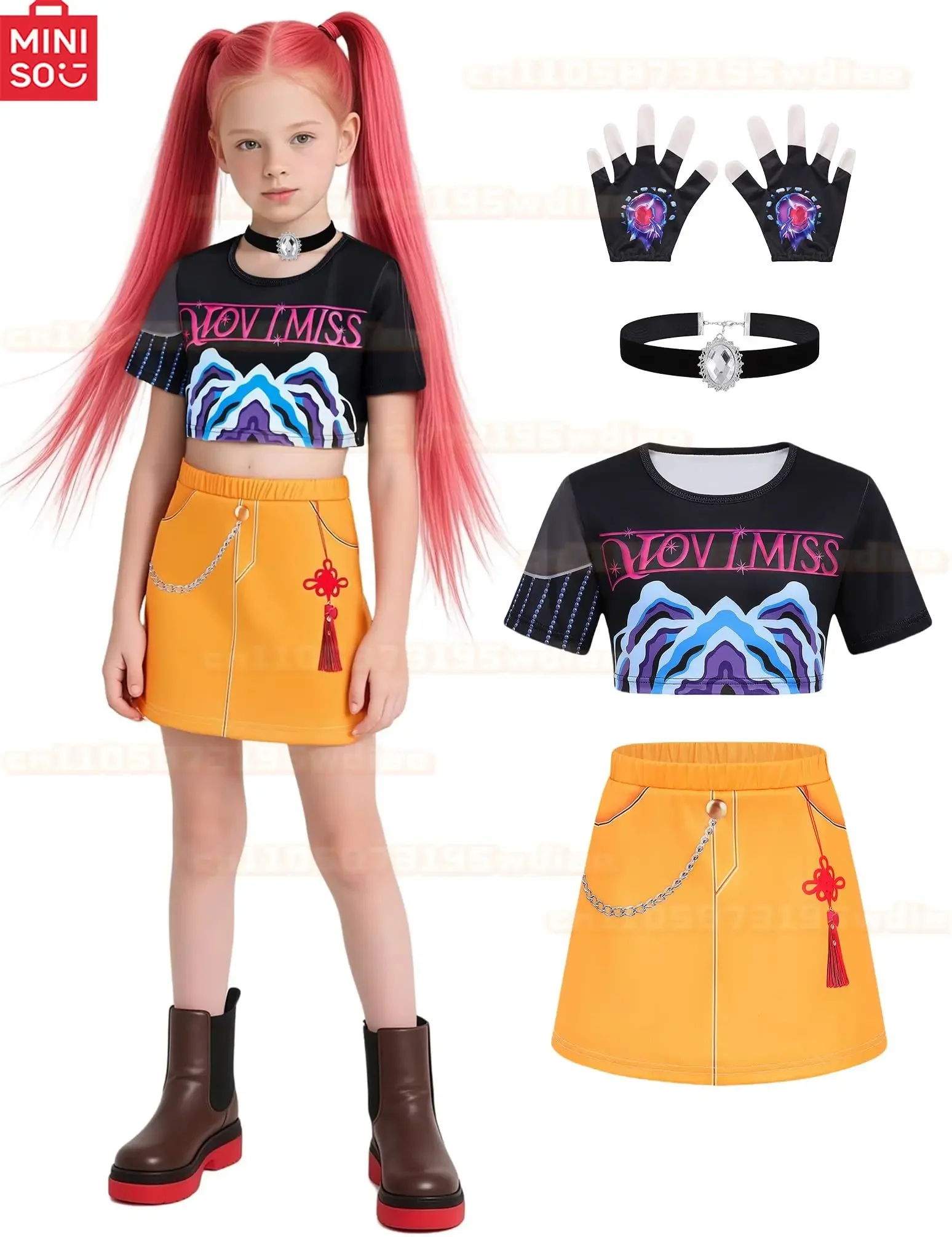 

2025Хэллоуин nouveau KPop Mira Cosplay enfants Costume perruque femmes filles Хэллоуин карнавал bande dessinée-con fête jeu