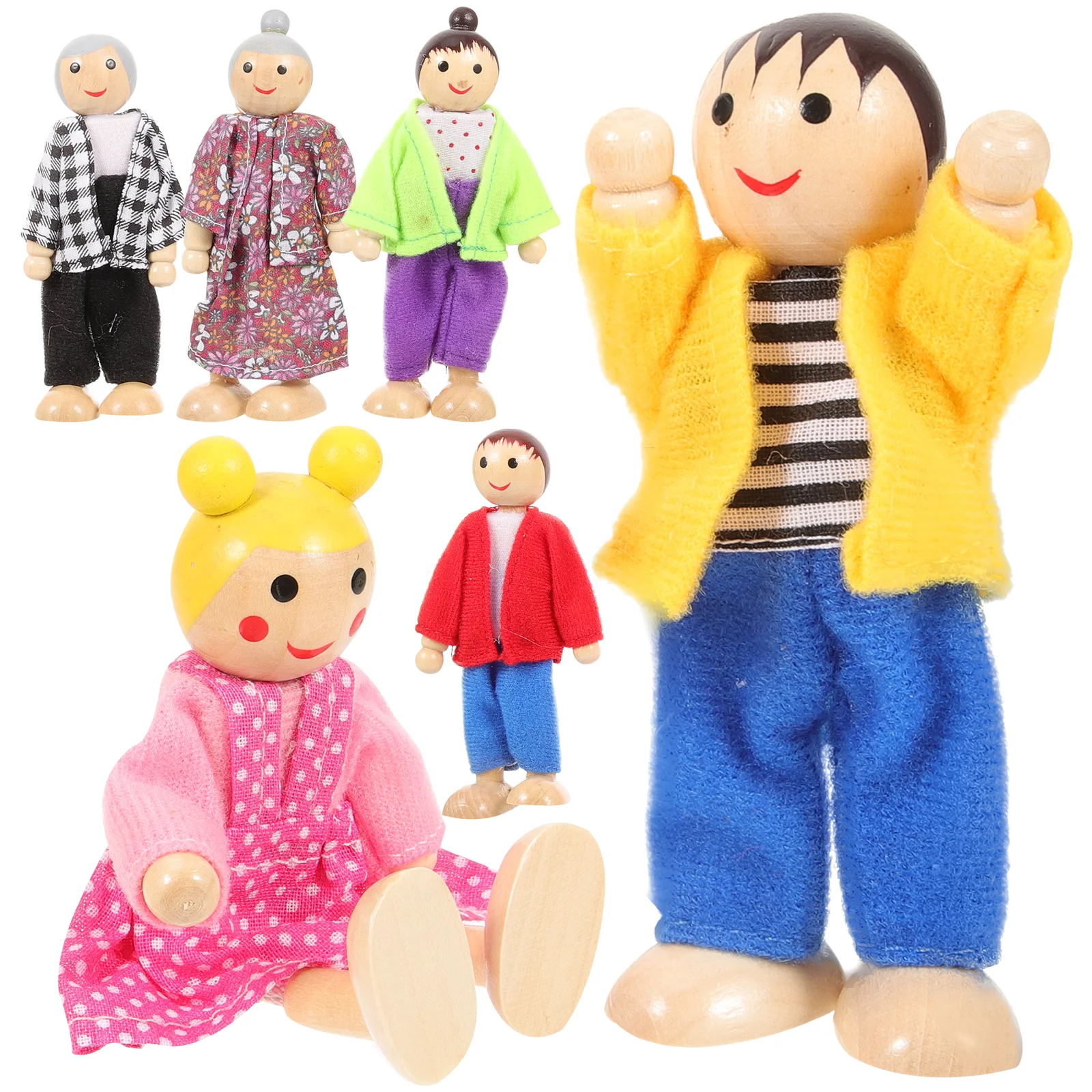 

Wooden Role Play Dolls Tiny Plaything Toy Mini Kids Figures Family For Toddlers Child