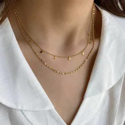 316L Stainless Steel New Fashion Fine Jewelry 2 Layer Welding Rhombus Charm Dazzling Chain Choker Necklaces Pendant For Women