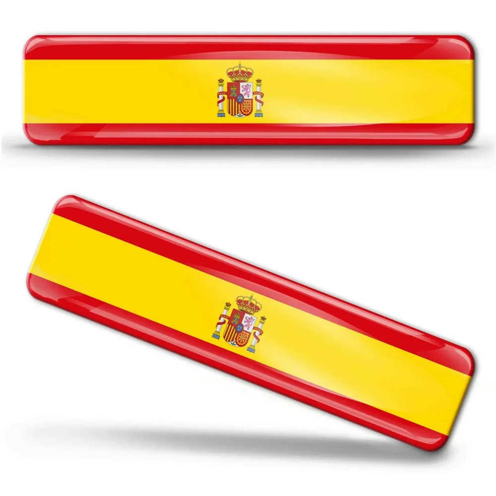 2 × ملصقات سيليكون مقببة ثلاثية الأبعاد شارات إسبانيا الوطنية إسبانيا العلم سيارة دراجة نارية خوذة