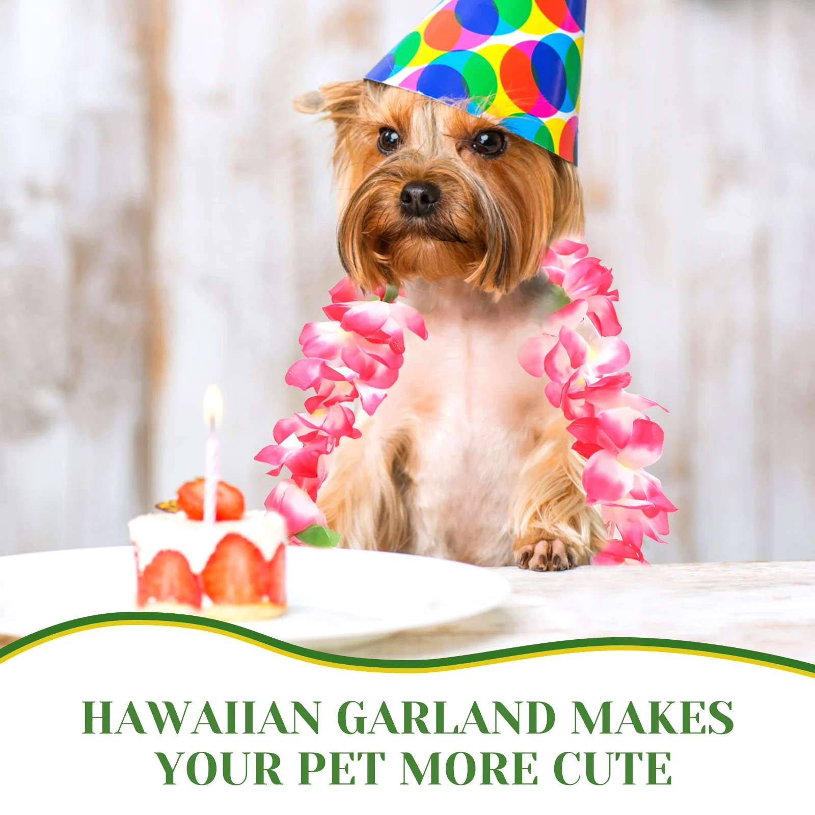 

3Pcs Hawaiian Flowers Loop Artificial Garland Pink Blue Yellow Tropical Theme Pet Party Photo Shoot Cute Accessories