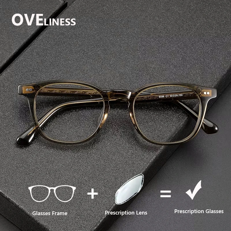

2026 Acetate optical Glasses Frame for Men Women Vintage Round myopia Prescription eyeglasses frame male spectacles eyewear