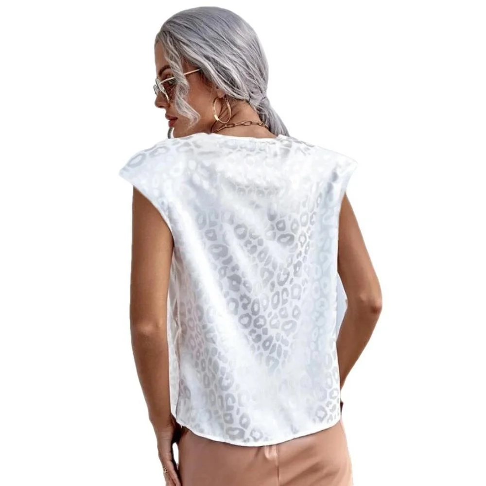 여성용 오르트 스웨트 탑 출퇴근용 슬리 폴리에스터 원단 변형 방지 여름 2023 레오파드 패턴 자수 여성용...