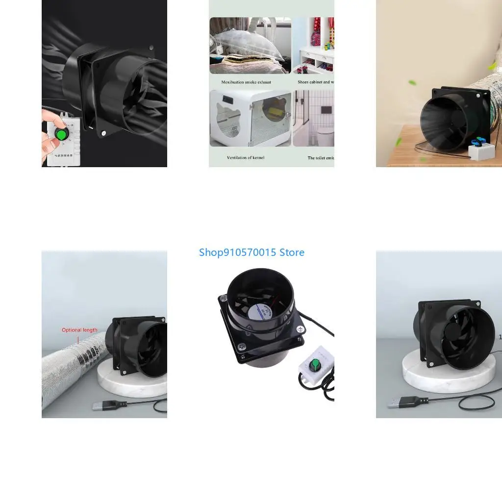 B95C Compact and Portable Fume Extractor Fan with Duct Pipe and Ventilation Tubing for Kitchen and Bathroom Use - USB power