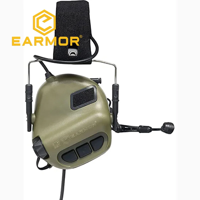 EARMOR-청력 보호기 M32 MOD3 전술 헤드셋, (단풍 녹색) 슈팅 군사 항공 통신 소프트페어 이어폰